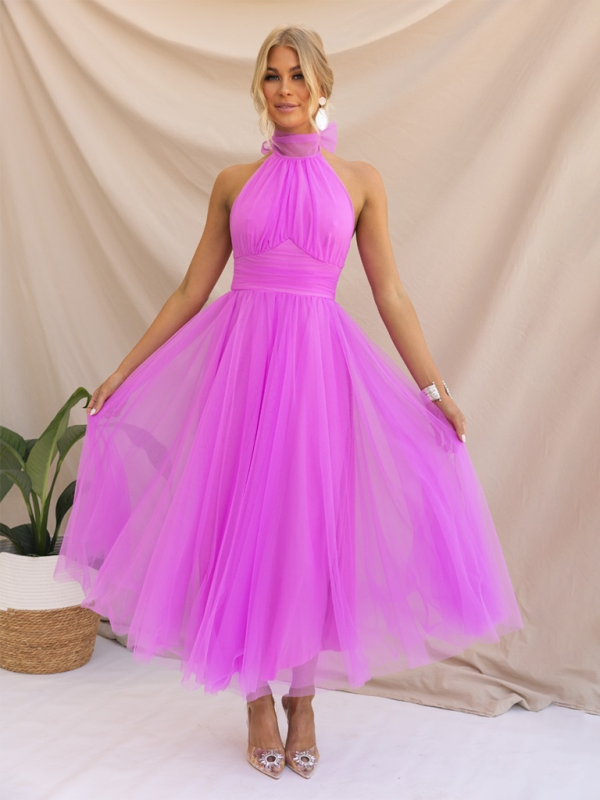 Levoire | Nouveau style col halter en maille robe à col roulé Violet