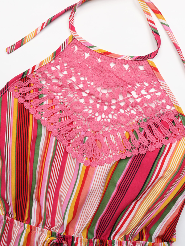 Levoire | Nouvelle jupe à inserts pointus sans manches Commerce extérieur Robe à rayures halter