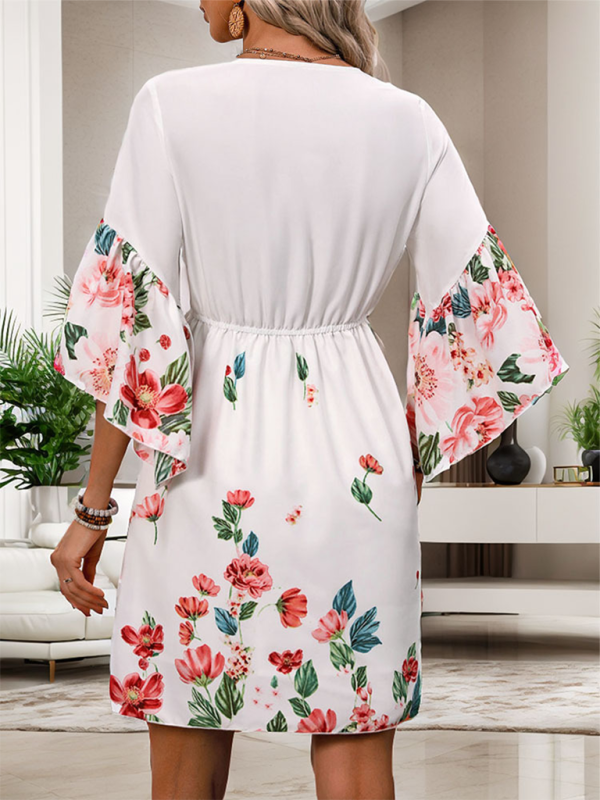 Levoire | Femmes nouvelle style ethnique trois-quarts manches plissée robe