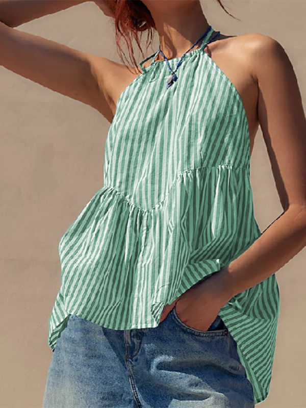 Levoire | Nouvelle mode Y2K pour femmes top sexy à rayures sans bretelles Vert