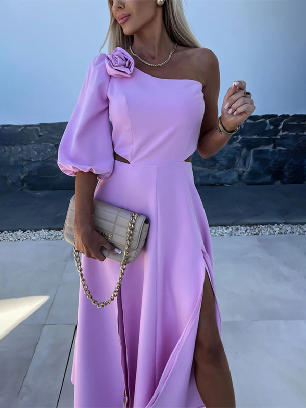 Levoire | Nouvelle robe de soirée décontractée avec ouverture d'épaule en biais et double couche