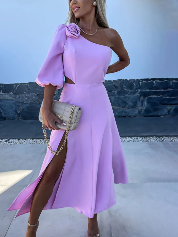 Levoire | Nouvelle robe de soirée décontractée avec ouverture d'épaule en biais et double couche