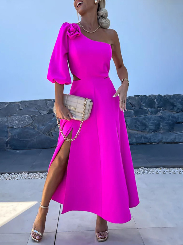 Levoire | Nouvelle robe de soirée décontractée avec ouverture d'épaule en biais et double couche