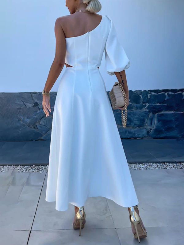 Levoire | Nouvelle robe de soirée décontractée avec ouverture d'épaule en biais et double couche