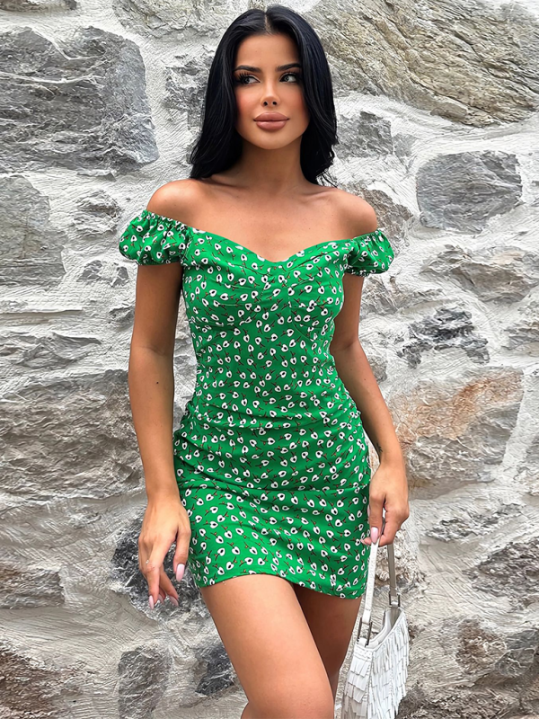 Levoire | Nouveau style polyvalent élégant courte robe fleurie à décolleté en V
