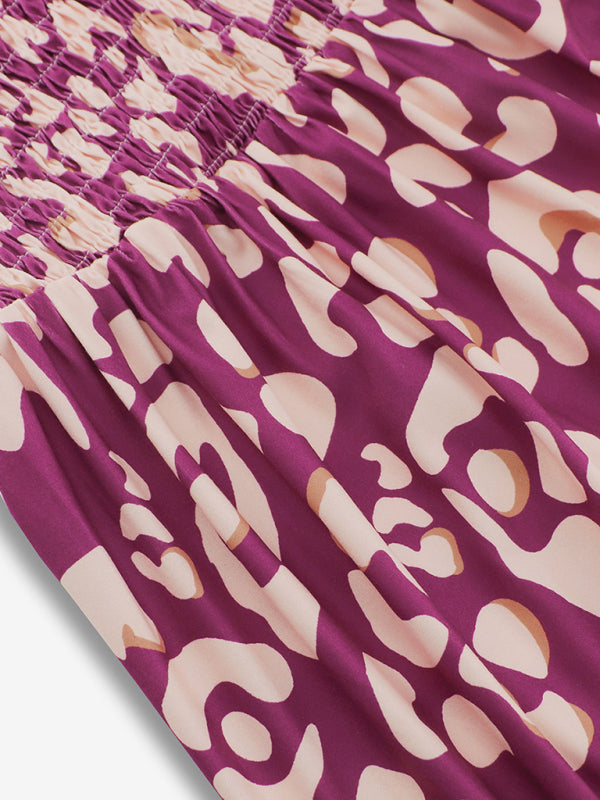 Levoire | Dame élégant imprimé élastique lanière jupe vacances style Fleur française lanière robe longue