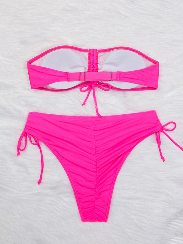 Levoire | Bikini triangle unicolore sexy top tube avec liens - Bikini