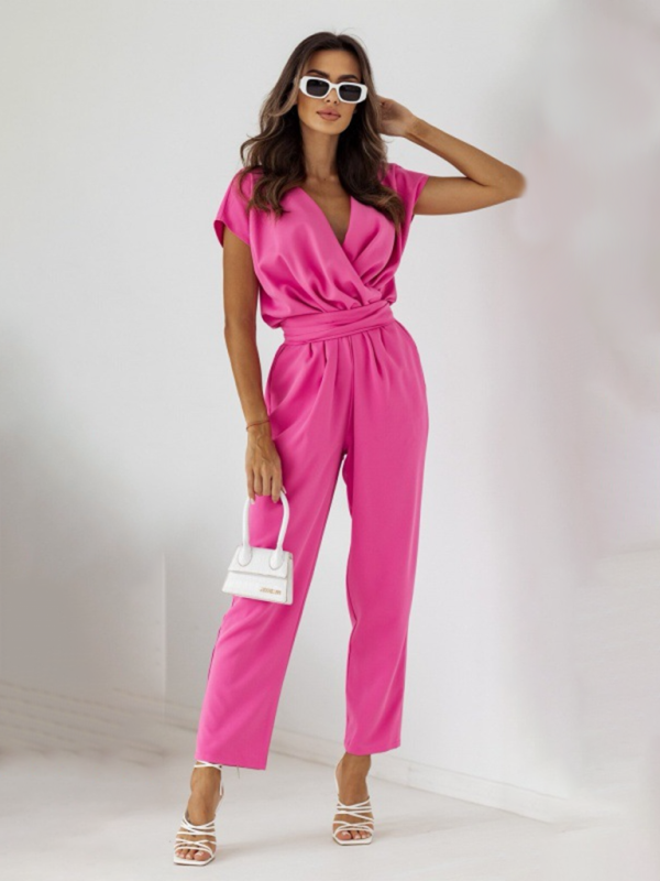 Levoire | Nouvelle combinaison moderne unie slim à manches courtes Rosa