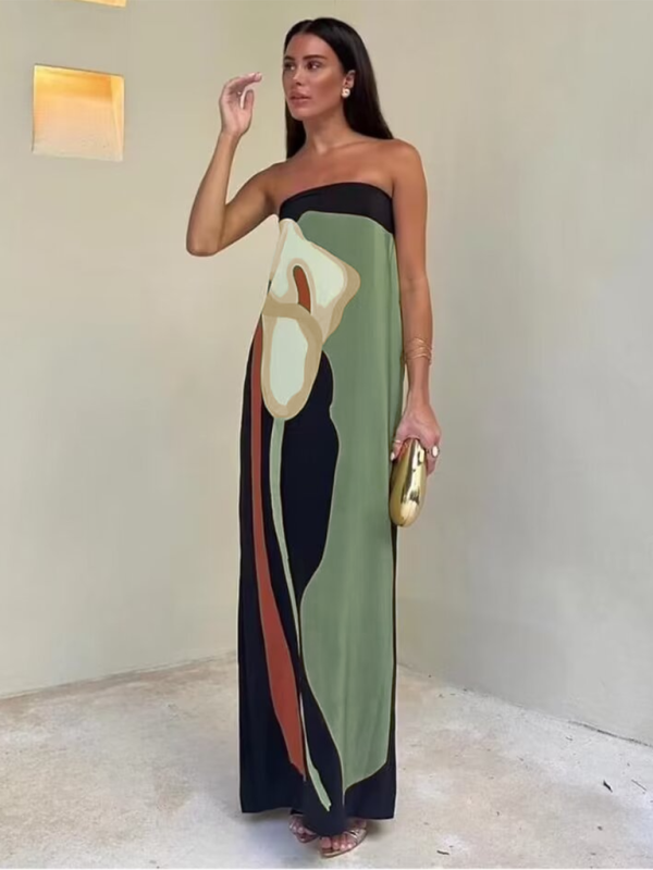 Levoire | Nouvelle robe bandeau décontractée imprimée pour femme Vert