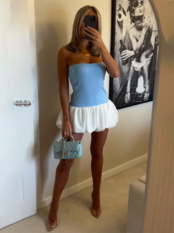 Levoire | Nouveau haut tube simple couleur de contraste mince mini robe