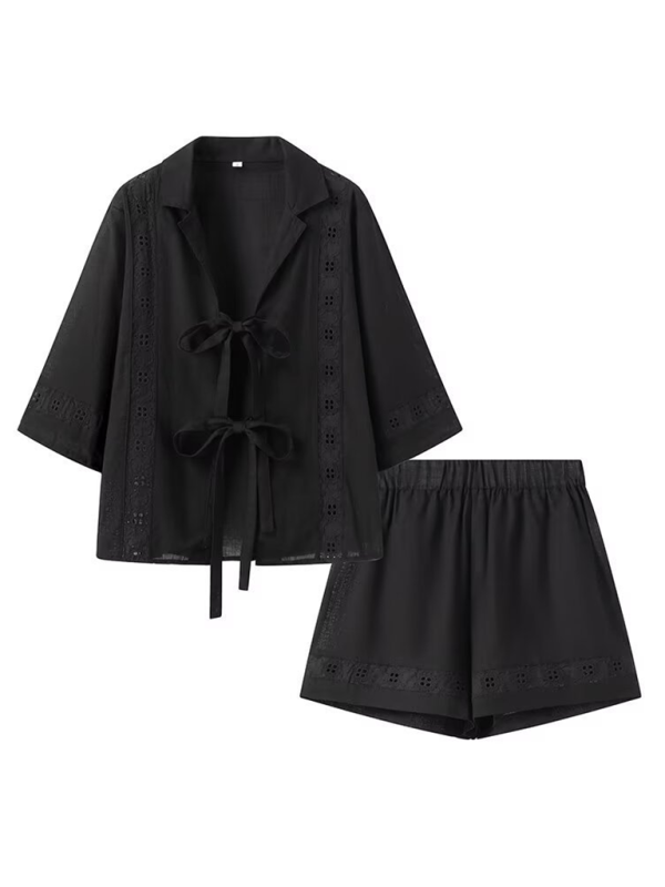 Levoire | Pour femmes Sans manches Chemisier à manches courtes + Pantalon court Ensemble