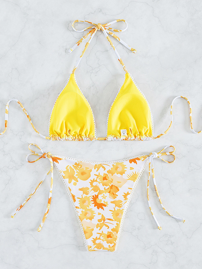 Levoire | Femme Maillot de Bain de Vacances Imprimé String Bikini