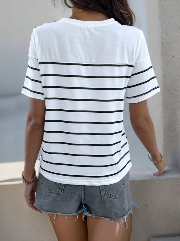 Levoire | Nouvelle femme loisirs t-shirt court à rayures