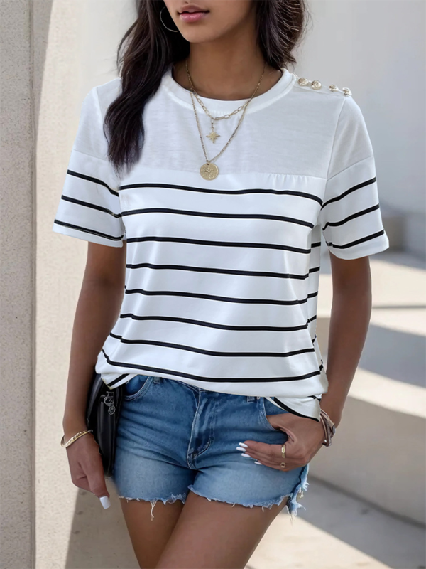 Levoire | Nouvelle femme loisirs t-shirt court à rayures