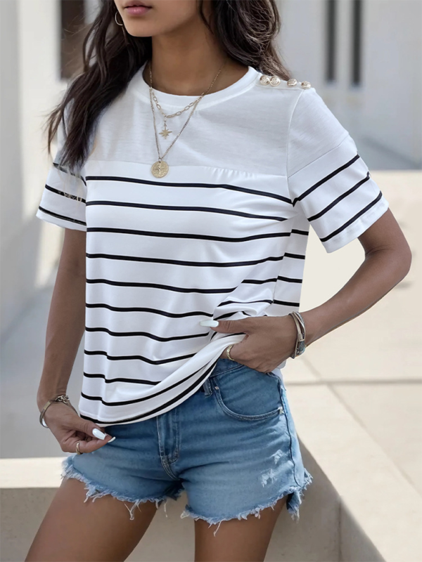 Levoire | Nouvelle femme loisirs t-shirt court à rayures