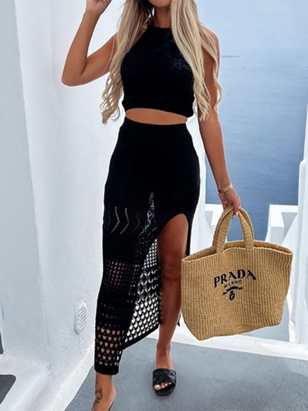Levoire | Haut de bikini crop en dentelle + Jupe froncée couvrant les hanches ensemble deux pièces