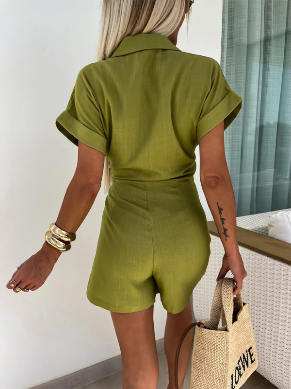 Levoire | Femme Nouveau Loose Col Courtes Manches Combinaison