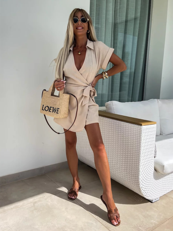 Levoire | Femme Nouveau Loose Col Courtes Manches Combinaison