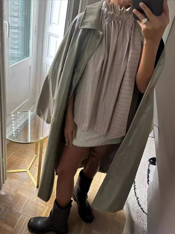 Levoire | Femmes nouvelle décontractée loose volants décolleté sans manches rayé haut
