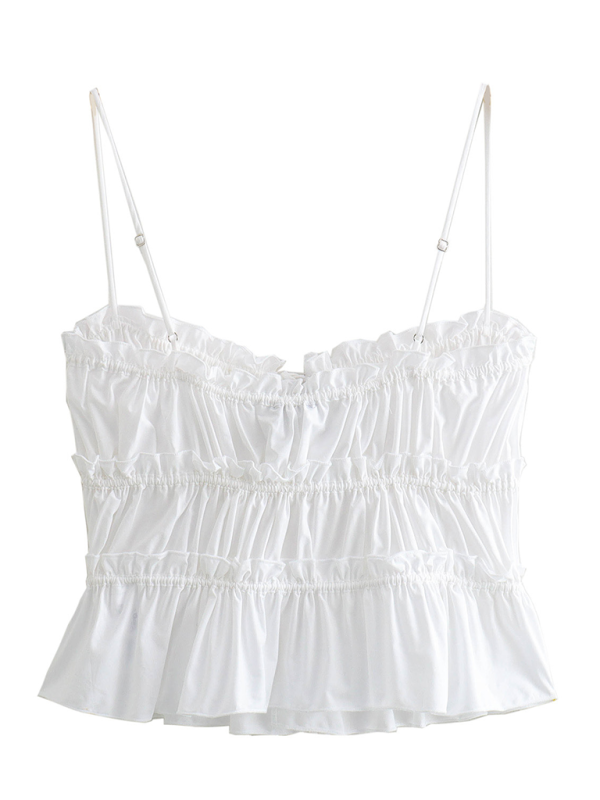Levoire | Vêtements pour dames Top spaghetti loose décoré avec un nœud Blanc