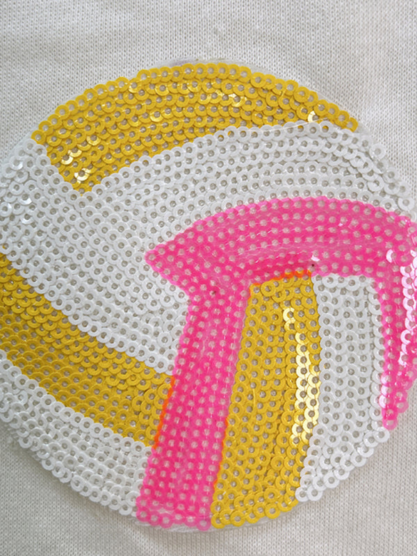 Levoire | Nouvelle couleur Ball paillettes broderie sweat rond col T-shirt à manches courtes top