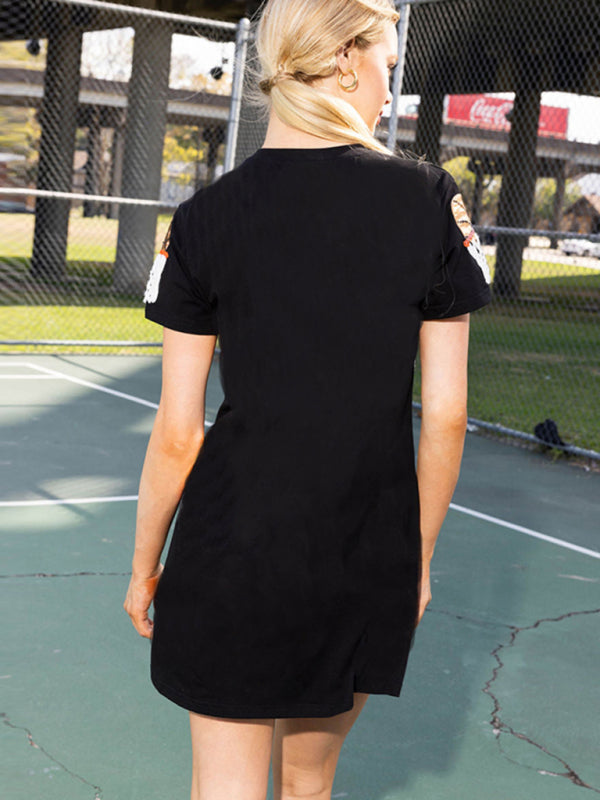 Levoire | Nouveau T-shirt Robe à Paillettes de Basketball à Manches Courtes Multicolore