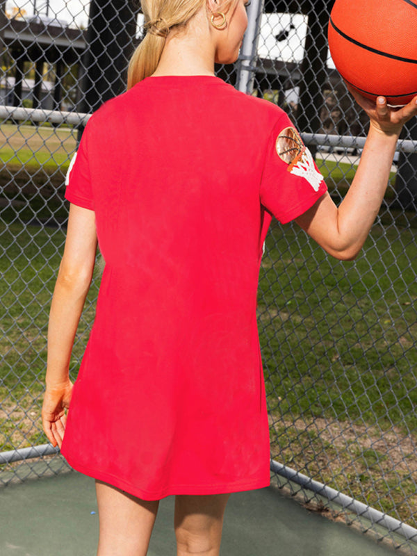 Levoire | Nouveau T-shirt Robe à Paillettes de Basketball à Manches Courtes Multicolore