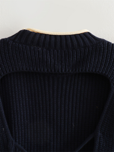 Levoire | Nouveau moderne gilet en tricot pour femmes avec encolure ronde et découpe au dos