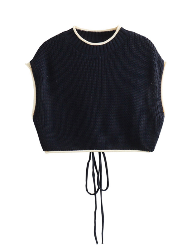 Levoire | Nouveau moderne gilet en tricot pour femmes avec encolure ronde et découpe au dos Couleur Champlain