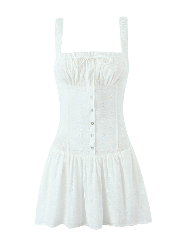 Levoire | Nouvelle robe à épaules taille carrée française sweet côte de vacances jupe en A