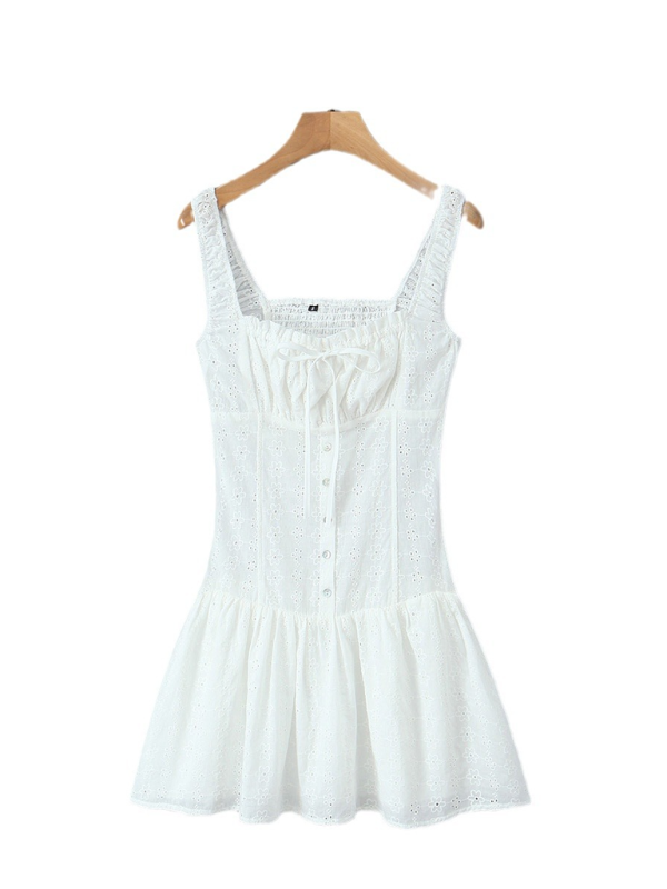 Levoire | Nouvelle robe à épaules taille carrée française sweet côte de vacances jupe en A