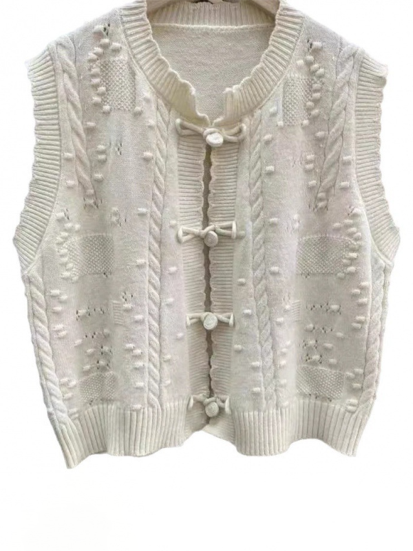Levoire | Design de col pointu tridimensionnel à broche gilet tricoté loose doux cireux superposé