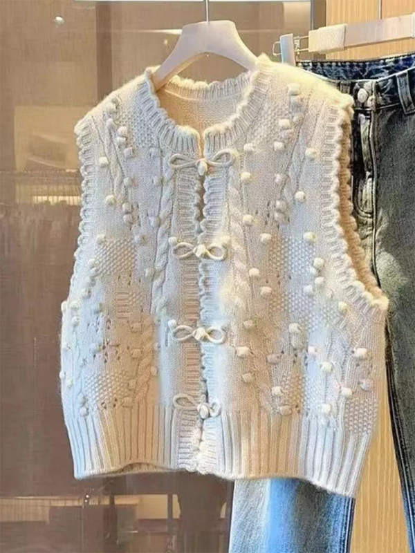 Levoire | Design de col pointu tridimensionnel à broche gilet tricoté loose doux cireux superposé