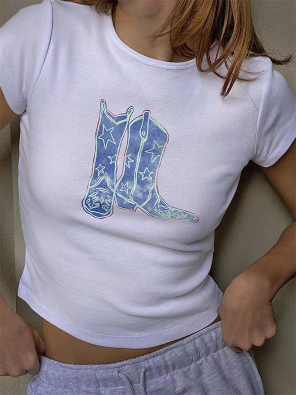 Levoire | Mode chaude garçon style imprimé décontracté ventre top t-shirt à manches courtes
