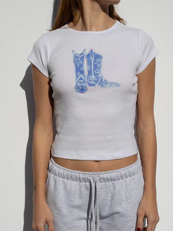 Levoire | Mode chaude garçon style imprimé décontracté ventre top t-shirt à manches courtes