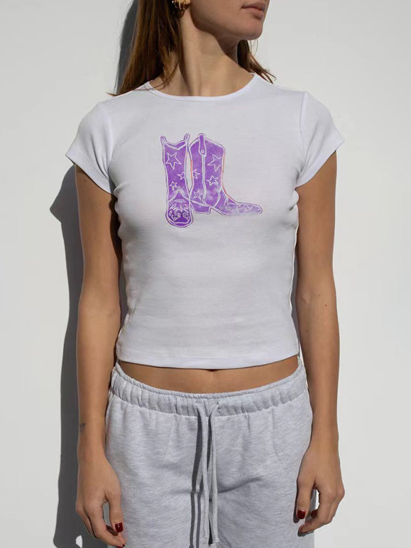Levoire | Mode chaude garçon style imprimé décontracté ventre top t-shirt à manches courtes