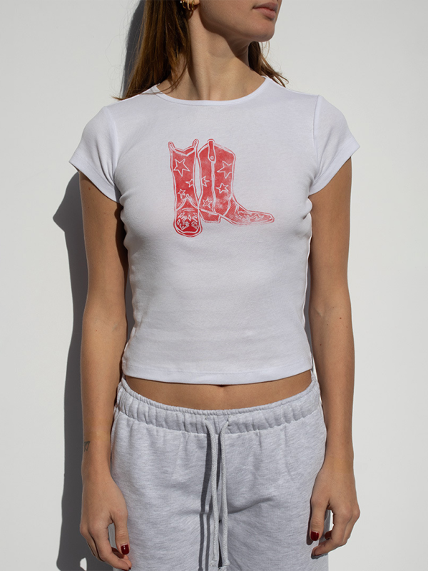 Levoire | Mode chaude garçon style imprimé décontracté ventre top t-shirt à manches courtes Rot