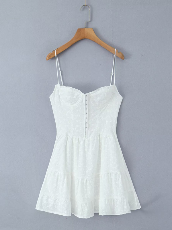 Levoire | Femme Robe à bretelles Pointue taille haute slim Blanc