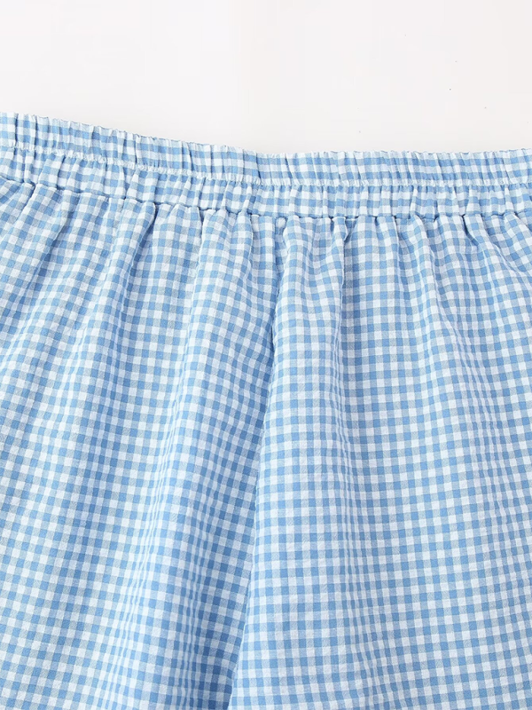 Levoire | Nouveaux ensembles de blouse de travail à lacets pour femmes + shorts à carreaux