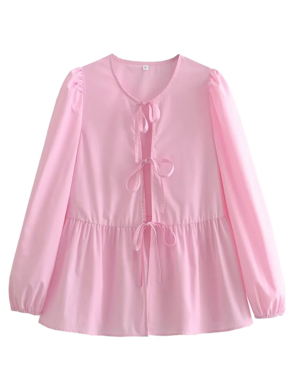 Levoire | Femme Mode de Rue Nœud Chemise à Manches Longues
