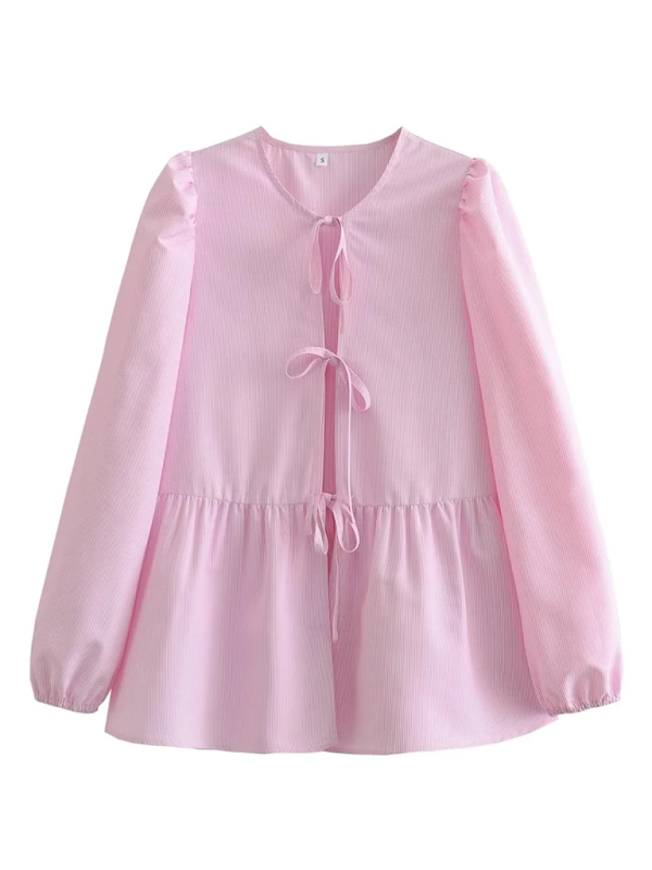 Levoire | Femme Mode de Rue Nœud Chemise à Manches Longues