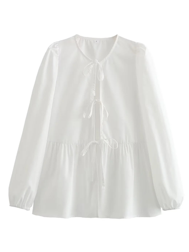 Levoire | Femme Mode de Rue Nœud Chemise à Manches Longues