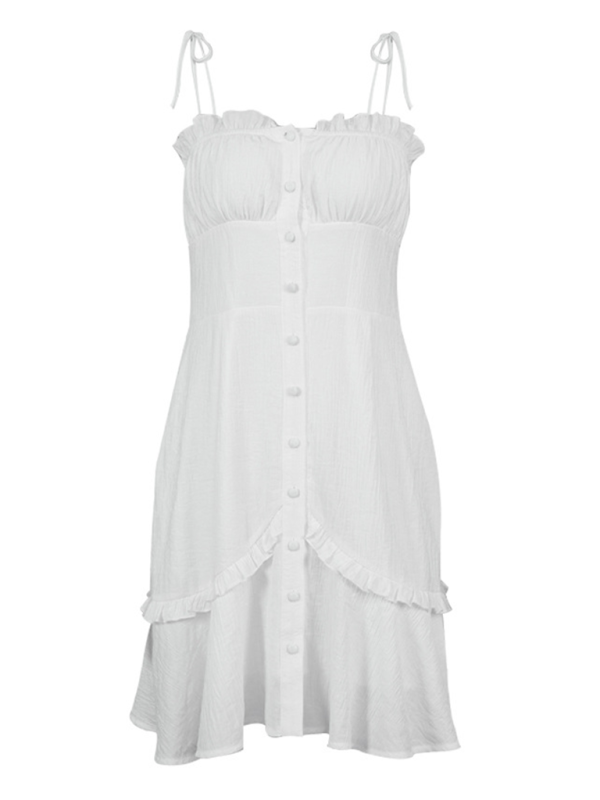 Levoire | Nouvelle robe à bretelles froncée sexy blanche