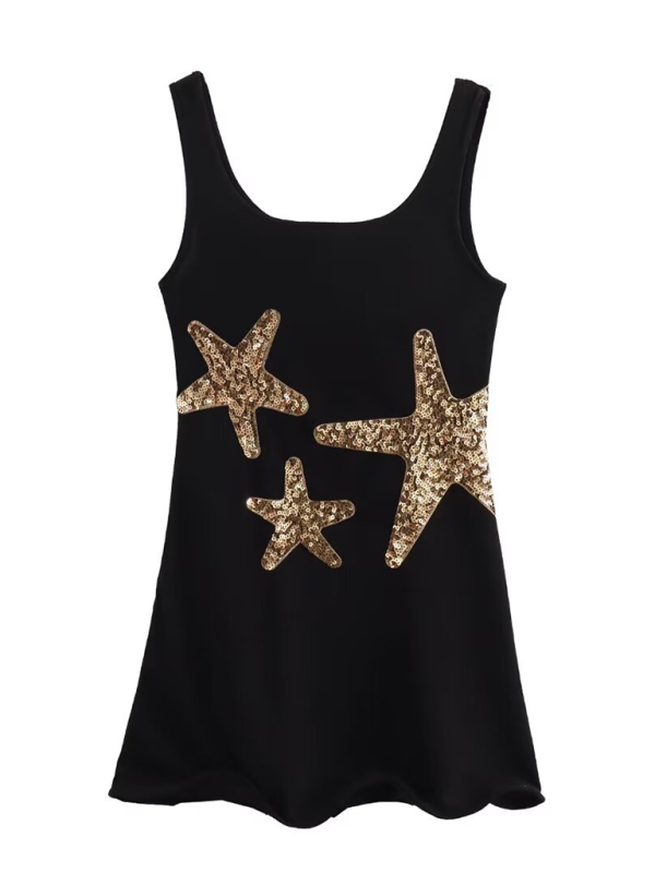 Levoire | Mode Irrévocable Brodé de Paillettes Robe Débardeur Court Musta