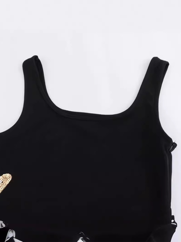 Levoire | Mode Irrévocable Brodé de Paillettes Robe Débardeur Court