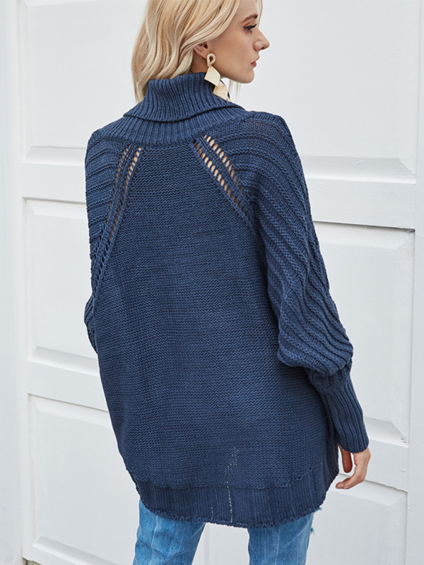 Levoire | Mode décontracté manches chauve-souris pull col roulé femme