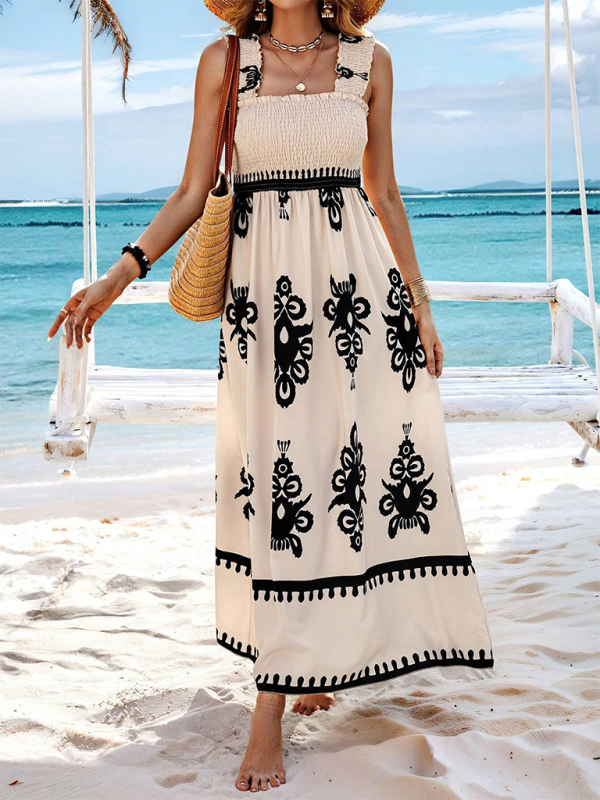 Levoire | Robe midi croisée imprimée style résort Cracker khaki