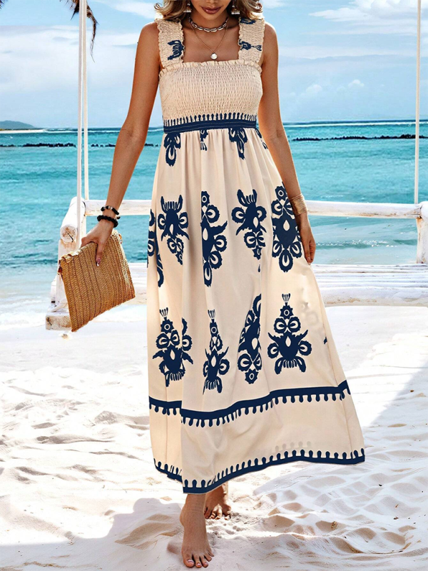 Levoire | Robe midi croisée imprimée style résort Bleu