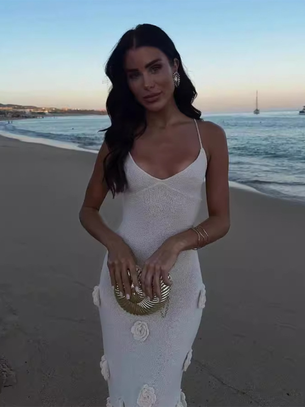 Levoire | Chic et sexy sans manches robe débardeur slim-fit tricot brodé