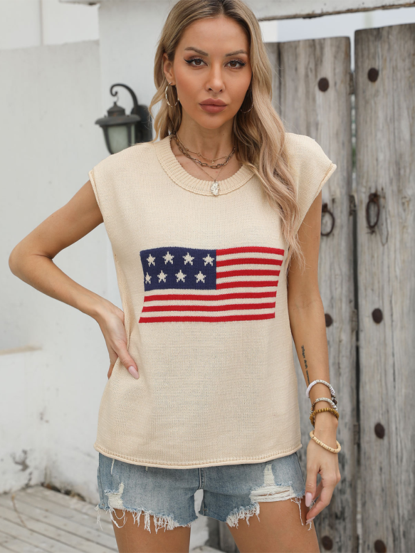 Levoire | Nouveau jour d'indépendance pull tricoté à col rond à manches courtes